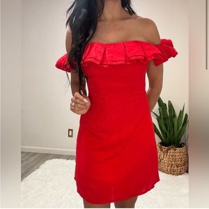 🎁 I’m Here For The Party Red Off The Shoulder Dress